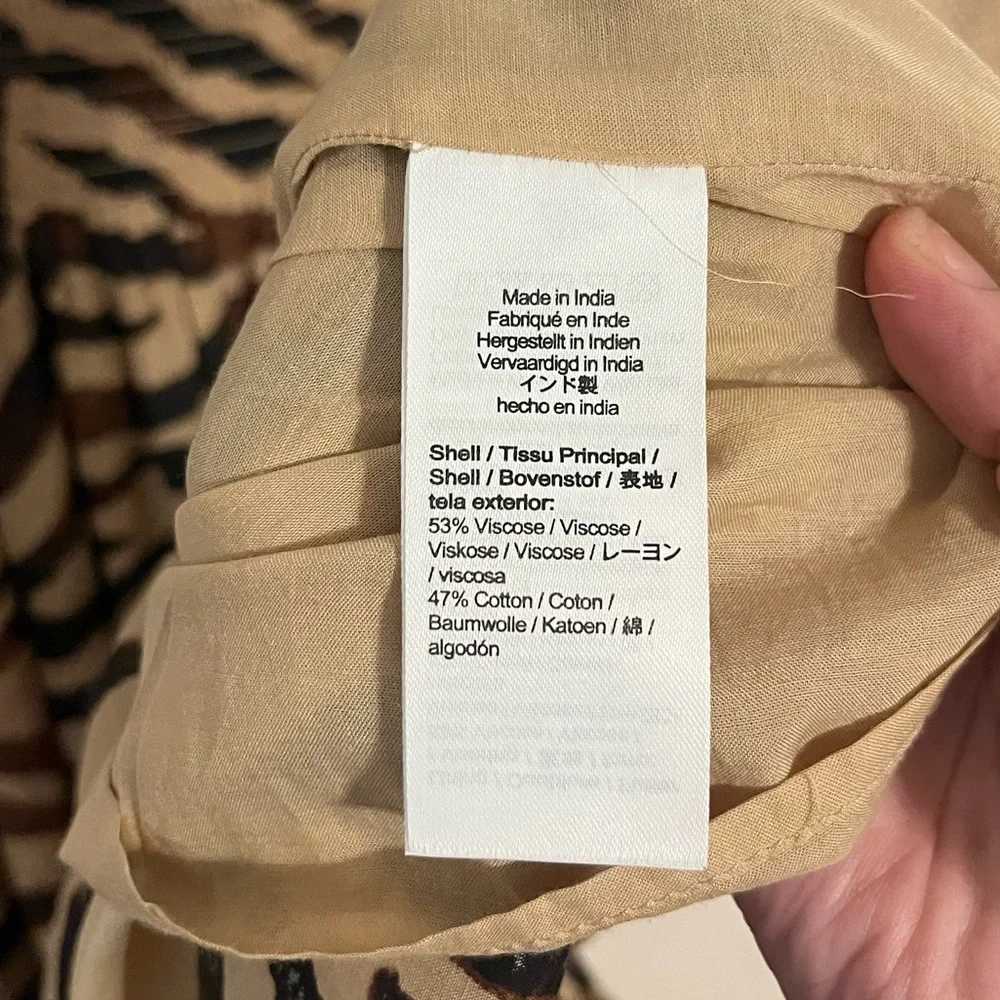 J. CREW Smocked Waist Cotton Voile Dress in Zebra Print Size Small NWT